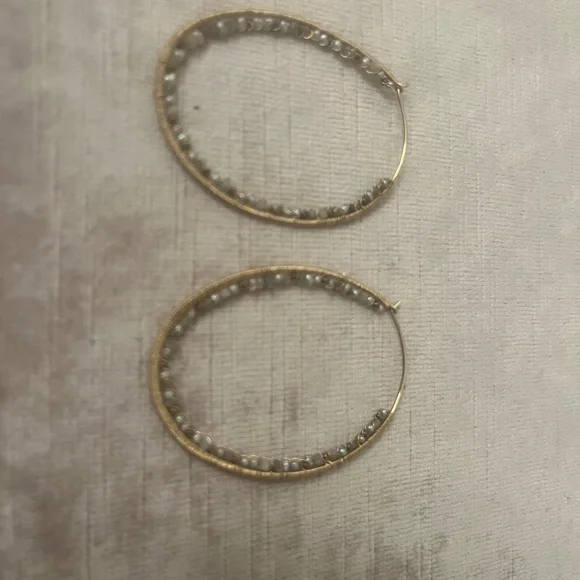 Dana Kellin Brown and Gray Diamond Hoops in 14K Yellow Gold One of a Kind - Picture 3 of 4
